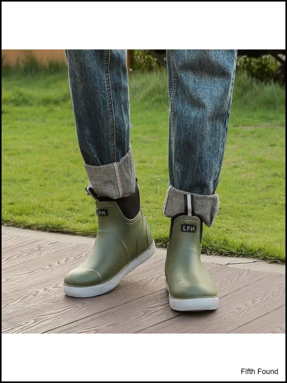 Rubber Waterproof Ankle Rain Boots Chelsea Deck Boots for Fishing Boating
